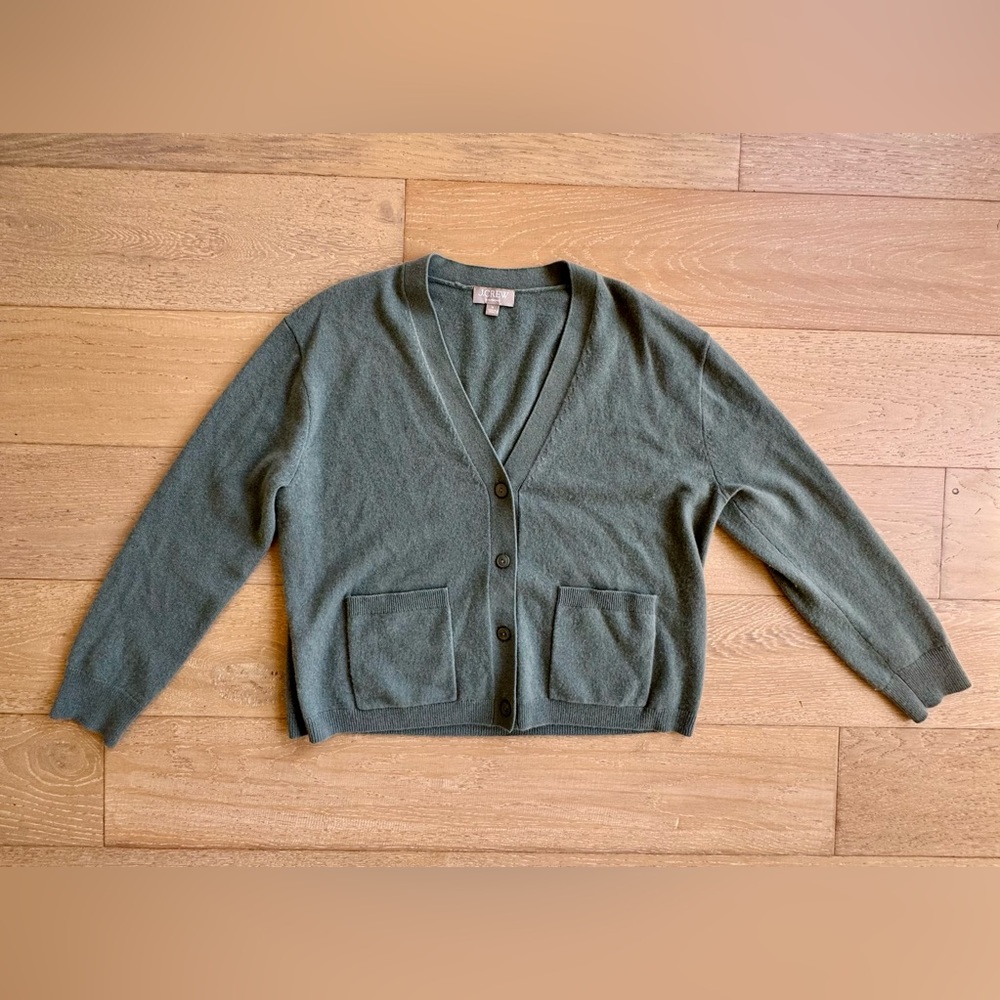 J. Crew Cashmere Cardigan in Dusty Teal - Size M